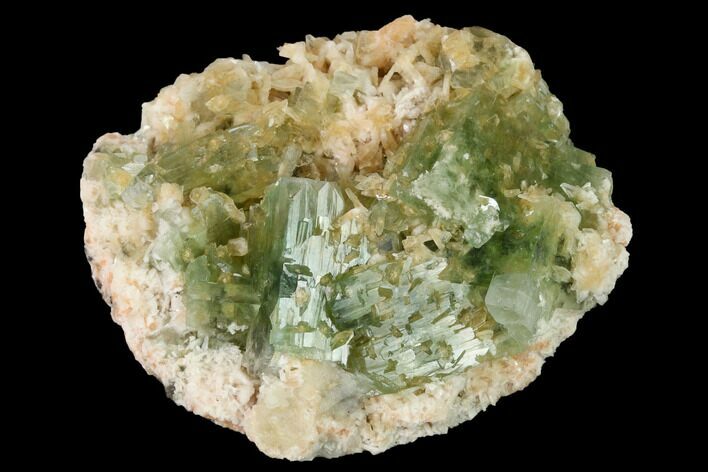 Green Apophyllite Crystals on Heulandite - India #169022